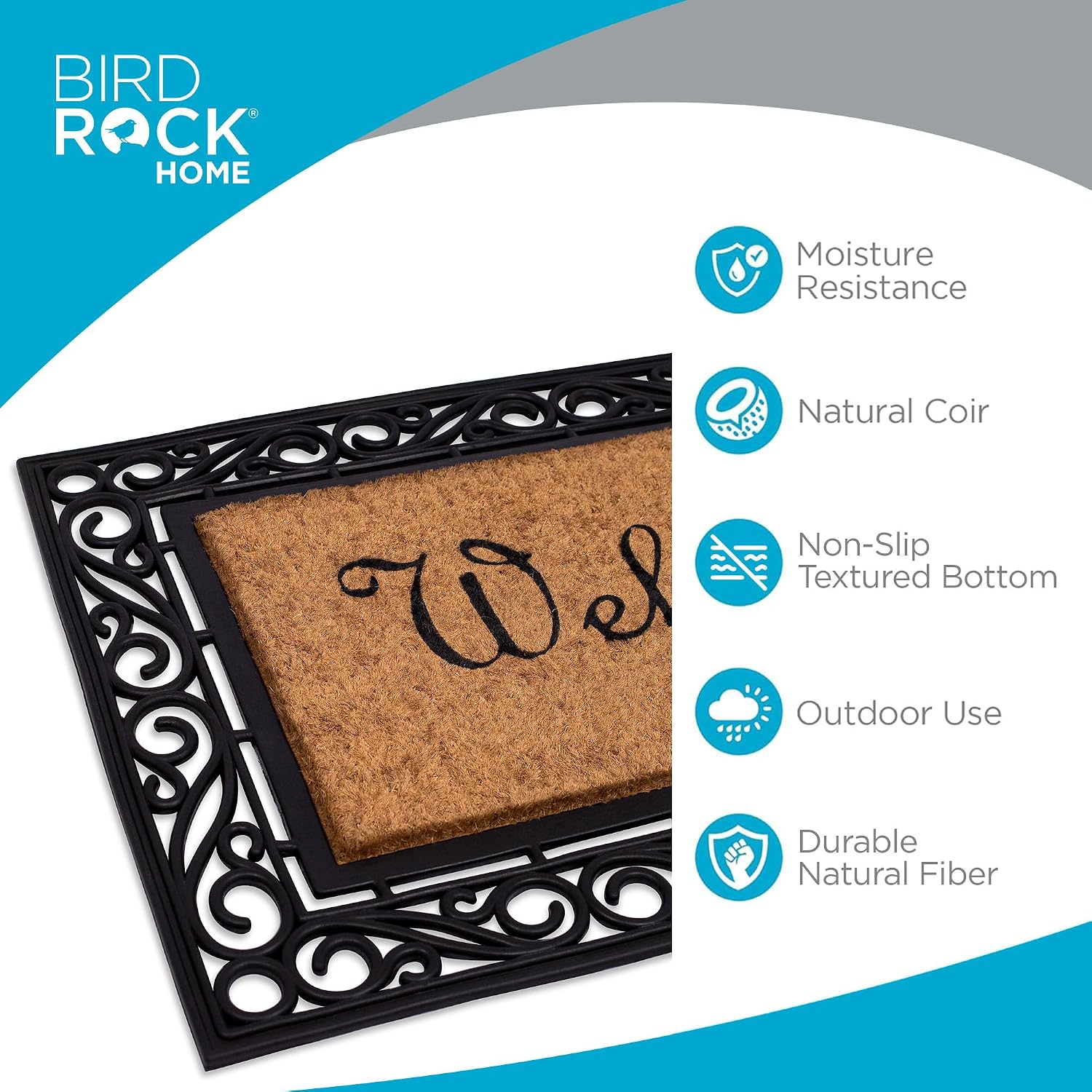 Classic Coir Welcome Doormat Vinyl Backed Heavy Duty Dirt Trapper