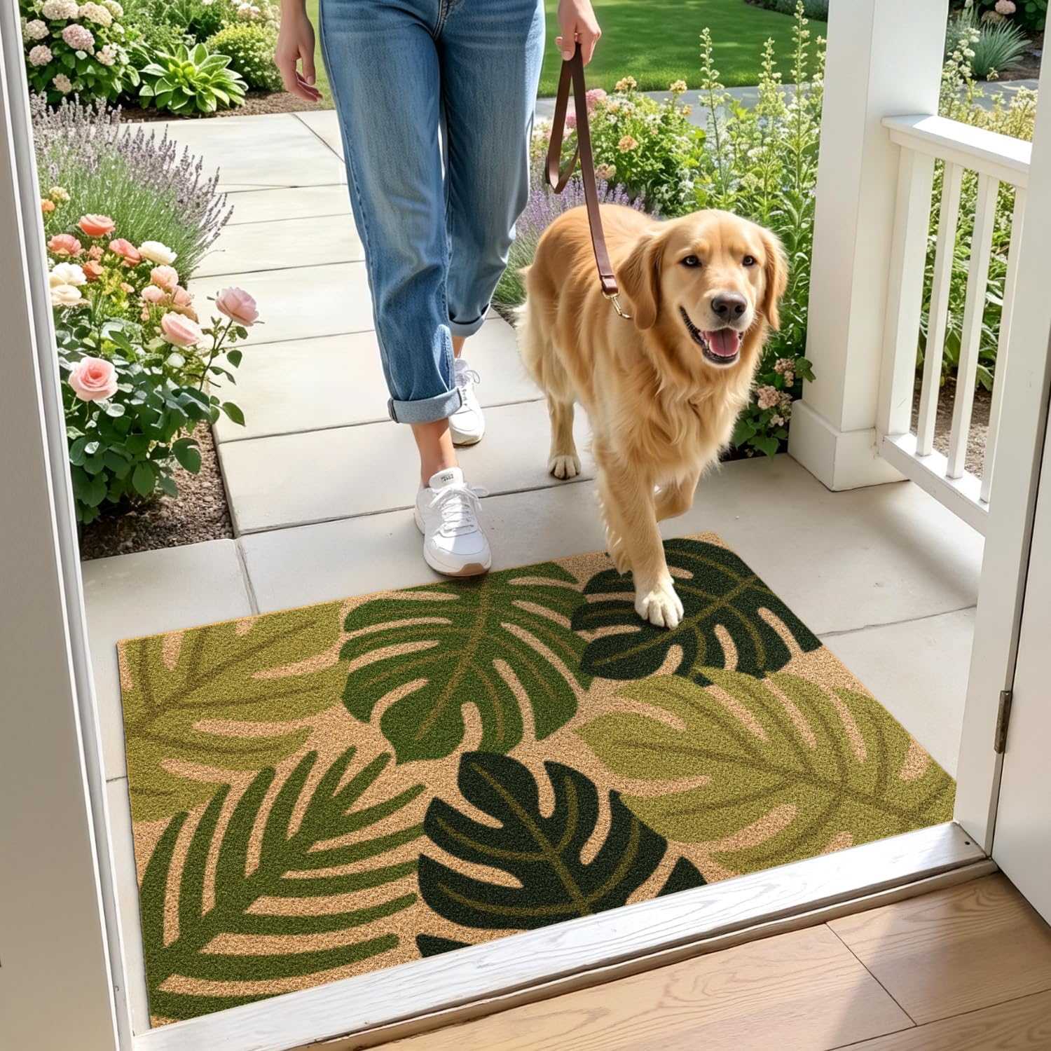 2x3 Non Slip Tropical Monstera Entry Dirt Trapper Mat