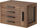 Walnut Black 4-Layer Wooden Jewelry Box Transparent Window