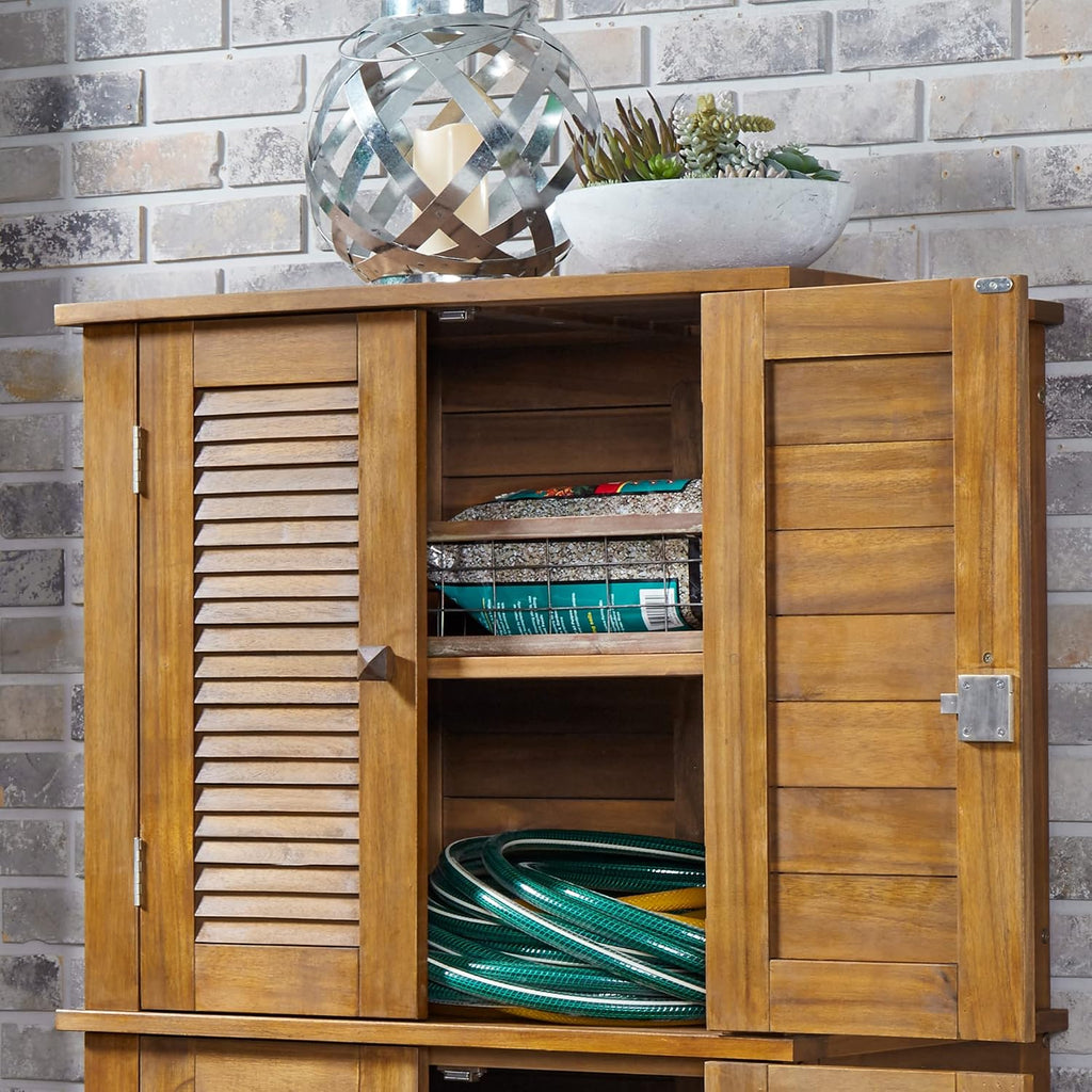 Brown Large Weatherproof Outdoor Utility Storage Cabinet
