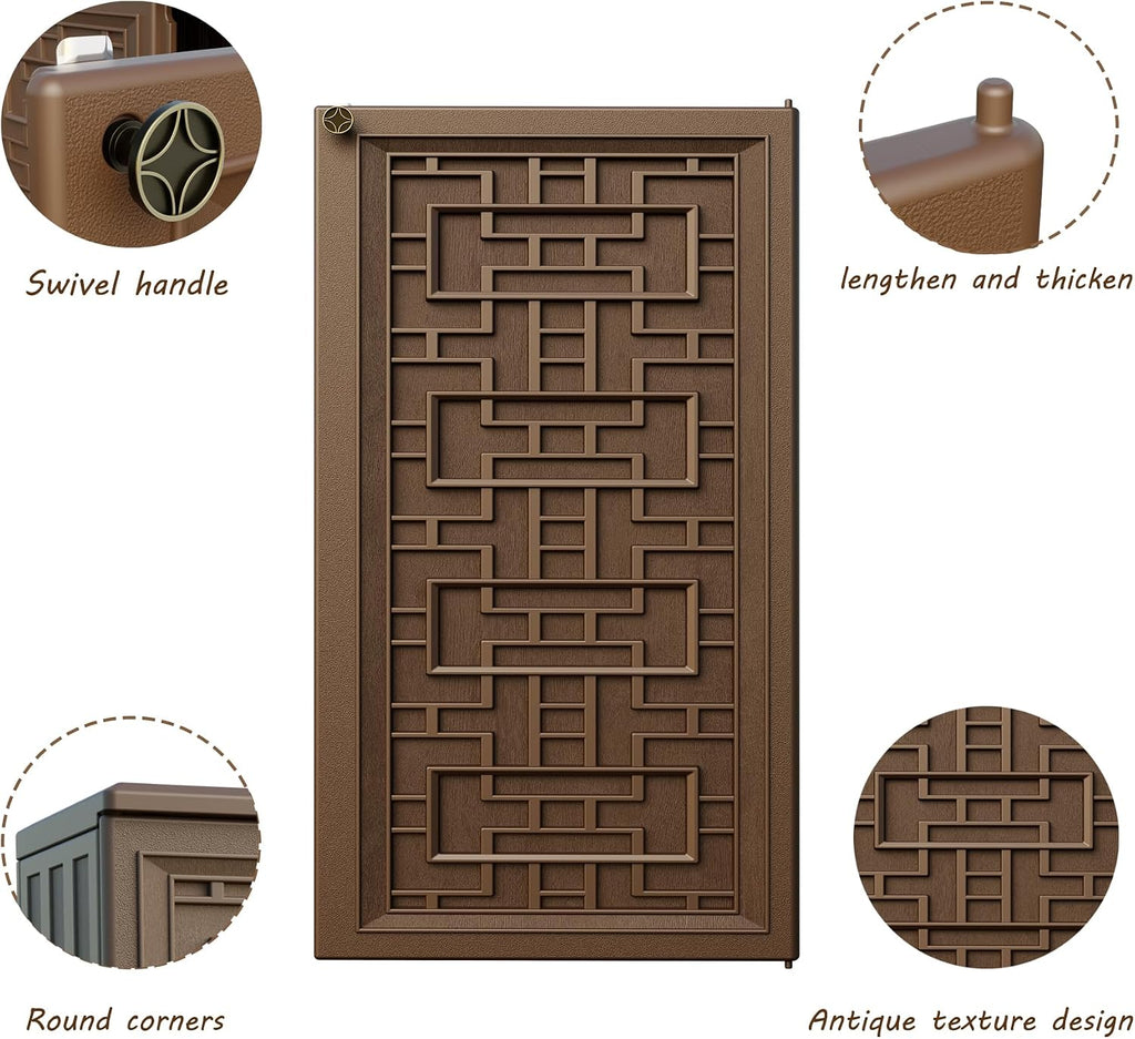 Brown Waterproof Plastic Cabinet Indoor Outdoor Storage Shelf