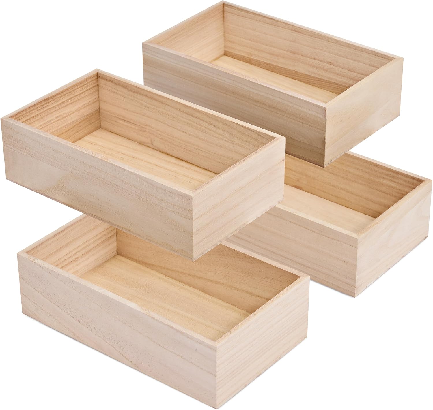 4 Pack Unfinished Wood Crates Multi-Purpose Storage Organizer