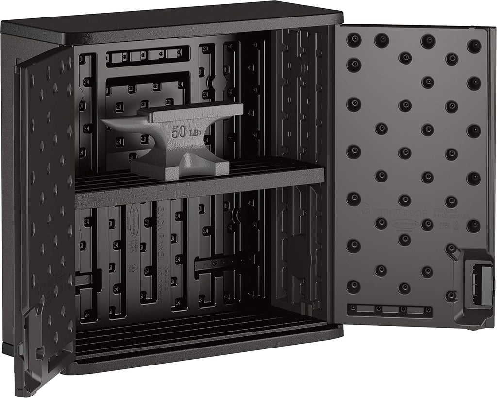 Black Heavy Duty Resin Wall Cabinet Lockable Adjustable Shelf