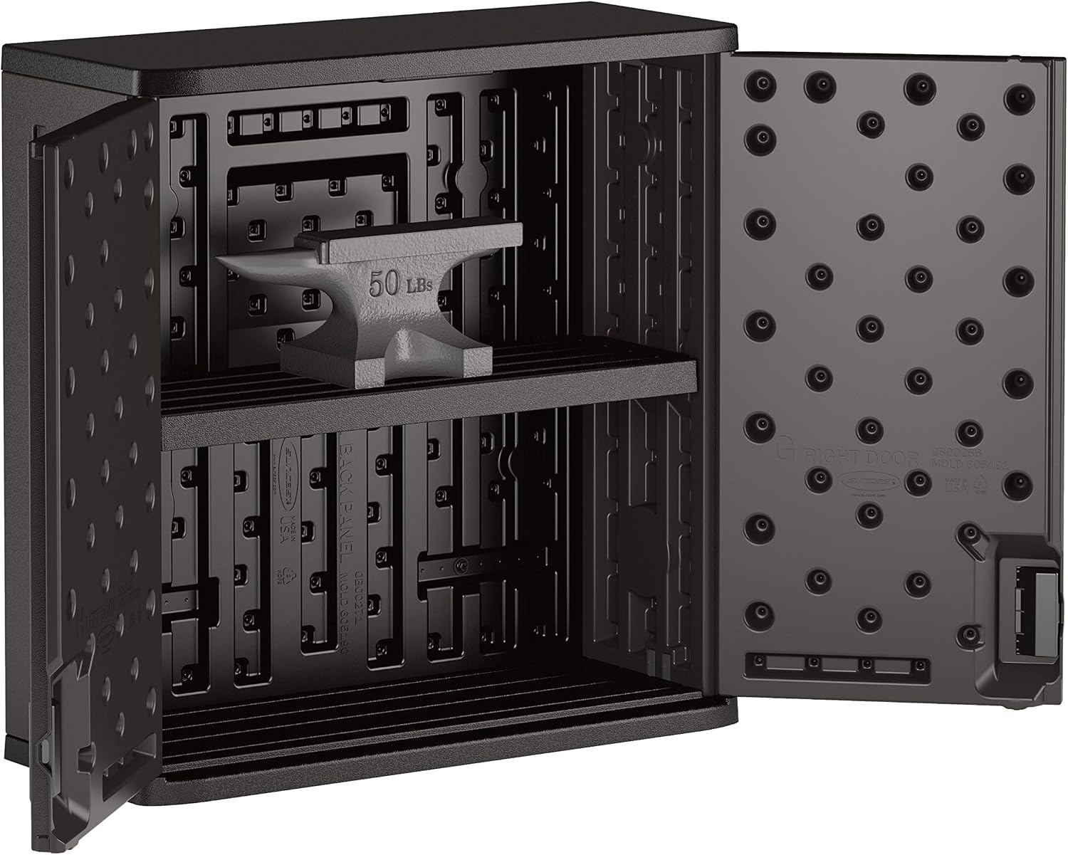 Black Heavy Duty Resin Wall Cabinet Lockable Adjustable Shelf
