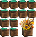 12 Pack Rustic Wood Cube Planter Box Plastic Liner