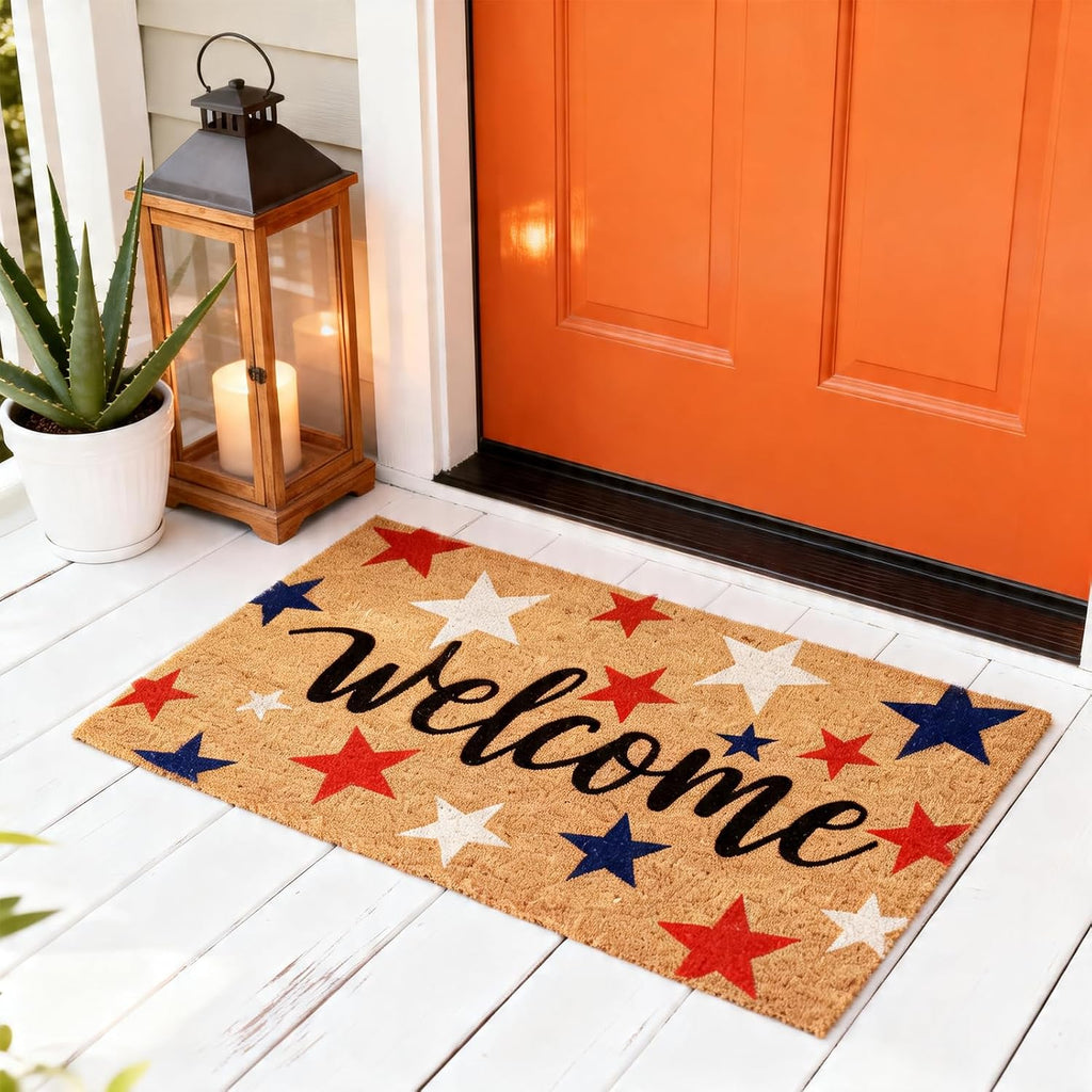 29.5x16.5 Patriotic Coir Star Non Slip Welcome Doormat