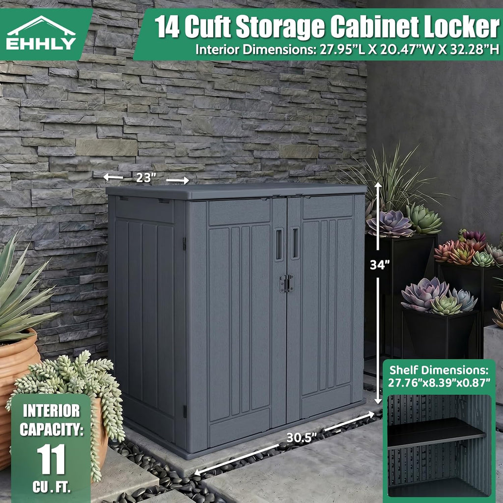 Sage Grey Weatherproof Lockable Storage Cabinet Adjustable Shelves