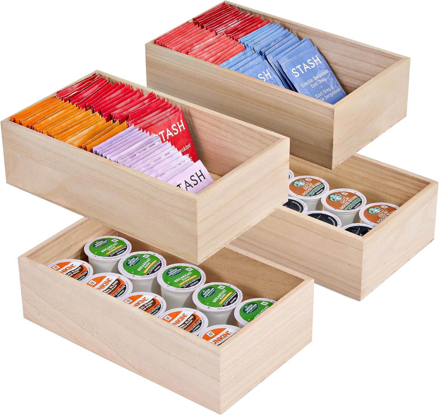4 Pack Unfinished Wood Crates Multi-Purpose Storage Organizer