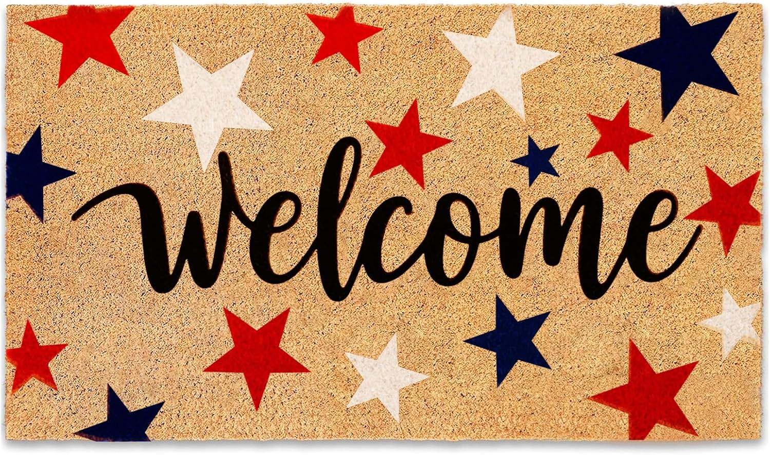 29.5x16.5 Patriotic Coir Star Non Slip Welcome Doormat
