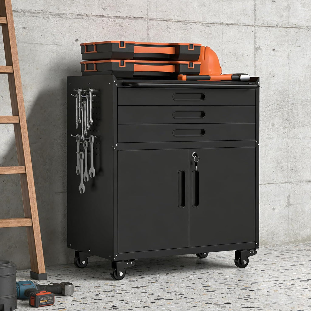 Heavy Duty Rolling Metal Tool Cabinet Lockable 3 Drawers