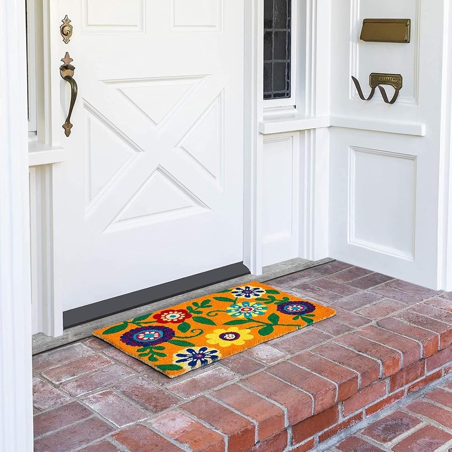 17x30 Floral Coir Doormat PVC Back Outdoor Welcome Mat
