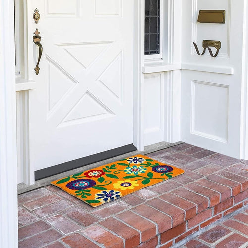 17x30 Floral Coir Doormat PVC Back Outdoor Welcome Mat