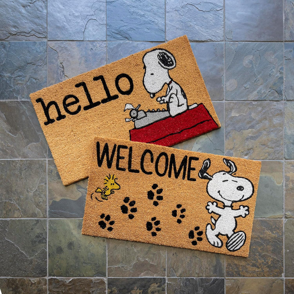 2 Pack Peanuts Snoopy Coir Welcome Doormat High Traffic