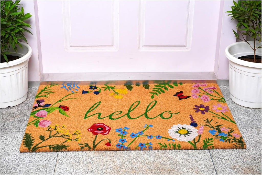 24x36 Multicolor Floral Hello Coir Welcome Doormat