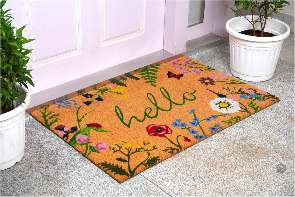 24x36 Multicolor Floral Hello Coir Welcome Doormat