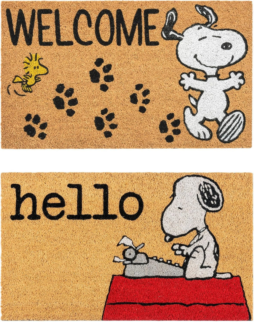 2 Pack Peanuts Snoopy Coir Welcome Doormat High Traffic