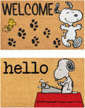 2 Pack Peanuts Snoopy Coir Welcome Doormat High Traffic