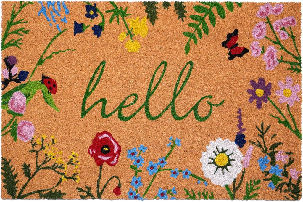24x36 Multicolor Floral Hello Coir Welcome Doormat