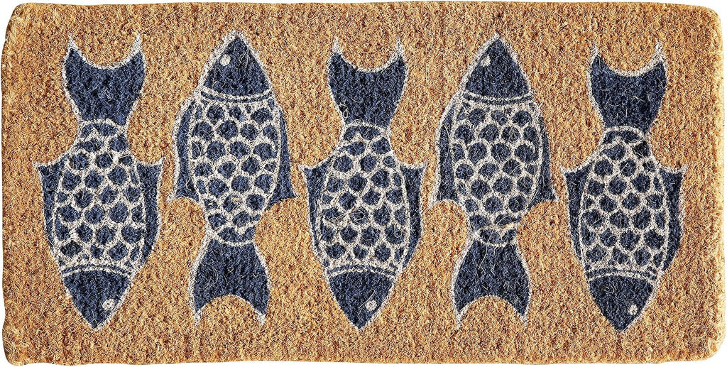 Natural Coir Welcome Doormat Decorative Fish Image Print