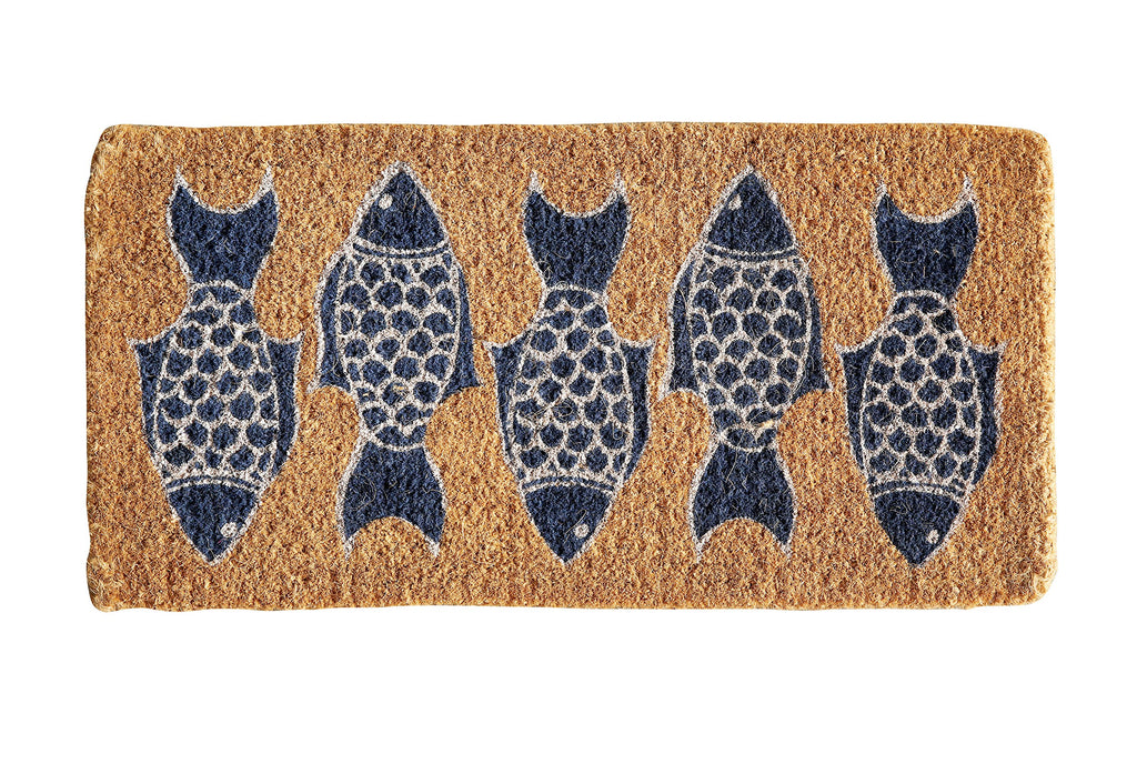 Natural Coir Welcome Doormat Decorative Fish Image Print