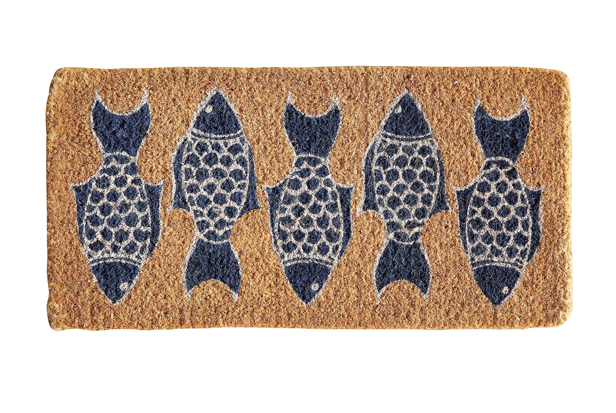 Natural Coir Welcome Doormat Decorative Fish Image Print